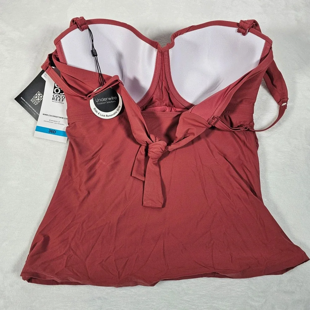 Coco Reef Tankini Top Womens Ruched Underwire Lava‎ Coral U95481 NEW 36D